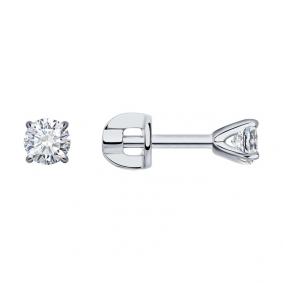 Серьги из белого золота SOKOLOV 1021821-3 с бриллиантом 1021821-3 фото