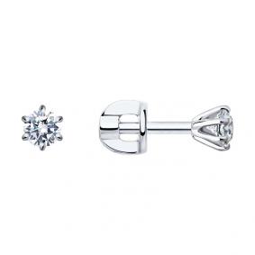 Серьги из белого золота SOKOLOV 1021822-3-5 с бриллиантом выращенным 1021822-3-5 фото