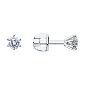 Серьги из белого золота SOKOLOV 1021822-3 с бриллиантом 1021822-3 фото