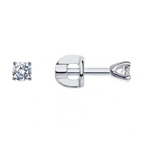 Серьги из белого золота SOKOLOV 1021824-3 с бриллиантом 1021824-3 фото