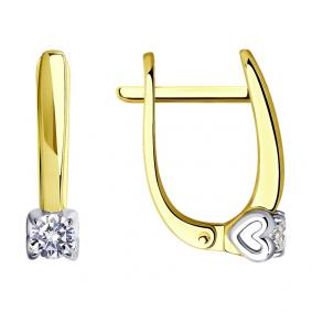 Серьги из лимонного золота SOKOLOV 1021829-2 с бриллиантом 1021829-2 фото