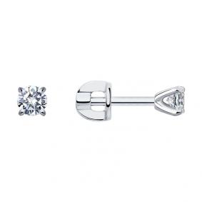 Серьги из белого золота SOKOLOV 1021835-3-5 с бриллиантом выращенным 1021835-3-5 фото