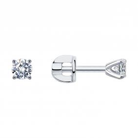 Серьги из белого золота SOKOLOV 1021835-3 с бриллиантом 1021835-3 фото
