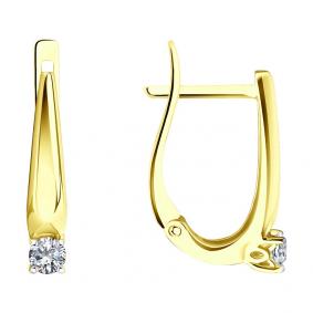 Серьги из лимонного золота SOKOLOV 1021852-2 с бриллиантом 1021852-2 фото