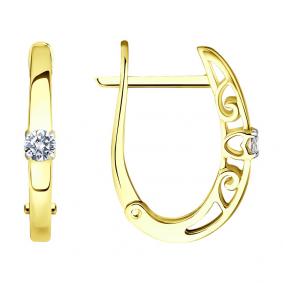 Серьги из лимонного золота SOKOLOV 1021856-2 с бриллиантом 1021856-2 фото