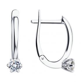 Серьги из белого золота SOKOLOV 1021858-3 с бриллиантом 1021858-3 фото