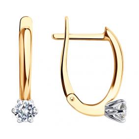 Золотые серьги SOKOLOV 1021858-5 с бриллиантом выращенным 1021858-5 фото