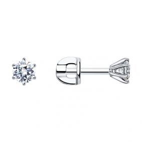 Серьги из белого золота SOKOLOV 1021860-3 с бриллиантом 1021860-3 фото