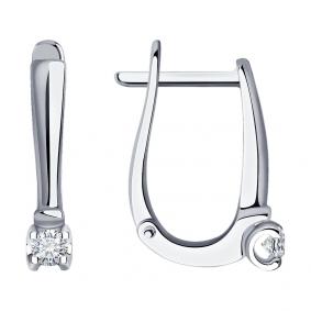 Серьги из белого золота SOKOLOV 1021866-3 с бриллиантом 1021866-3 фото