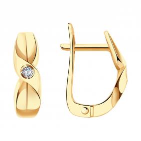 Золотые серьги Александра 1021867ск с бриллиантом 1021867ск фото