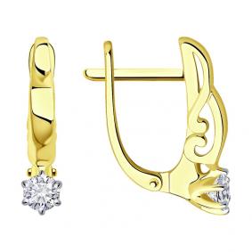 Серьги из лимонного золота SOKOLOV 1021871-2 с бриллиантом 1021871-2 фото