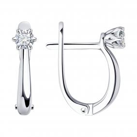 Серьги из белого золота SOKOLOV 1021890-3-5 с бриллиантом выращенным 1021890-3-5 фото