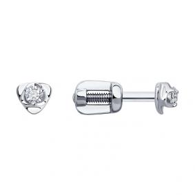Серьги из белого золота SOKOLOV 1021893-3 с бриллиантом 1021893-3 фото