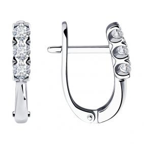 Серьги из белого золота SOKOLOV 1021896-3 с бриллиантом 1021896-3 фото