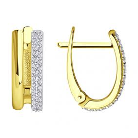 Серьги из лимонного золота SOKOLOV 1021897-2 с бриллиантом 1021897-2 фото