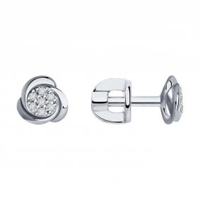 Серьги из белого золота SOKOLOV 1021902-3 с бриллиантом 1021902-3 фото
