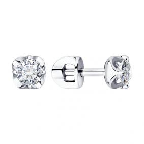 Серьги из белого золота SOKOLOV 1021905-3 с бриллиантом 1021905-3 фото