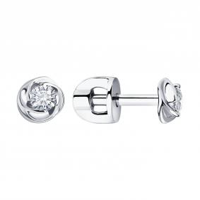 Серьги из белого золота SOKOLOV 1021906-3 с бриллиантом 1021906-3 фото