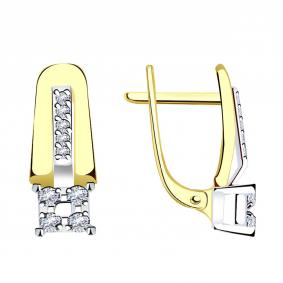 Серьги из лимонного золота Александра 1021912сбл с бриллиантом 1021912сбл фото