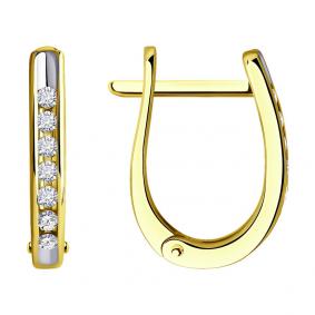 Серьги из лимонного золота SOKOLOV 1021921-2 с бриллиантом 1021921-2 фото