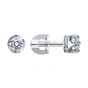 Серьги из белого золота SOKOLOV 1021929-3 с бриллиантом 1021929-3 фото