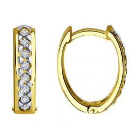 Серьги из лимонного золота SOKOLOV 1021930-2 с бриллиантом 1021930-2 фото
