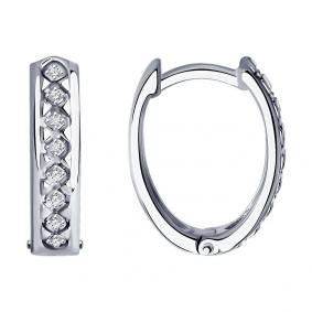 Серьги из белого золота SOKOLOV 1021930-3 с бриллиантом 1021930-3 фото