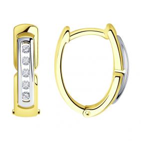 Серьги из лимонного золота SOKOLOV 1021935-2 с бриллиантом 1021935-2 фото