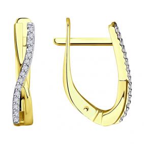 Серьги из лимонного золота SOKOLOV 1021939-2 с бриллиантом 1021939-2 фото