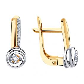 Золотые серьги Александра 1021960сбк с бриллиантом 1021960сбк фото