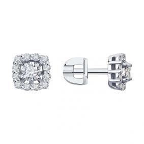 Серьги из белого золота SOKOLOV 1021964-3-5 с бриллиантом выращенным 1021964-3-5 фото