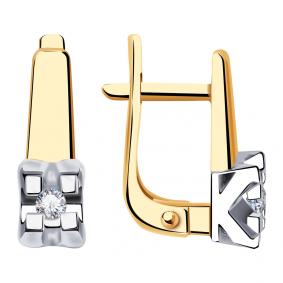 Золотые серьги Александра 1021968сбк с бриллиантом 1021968сбк фото