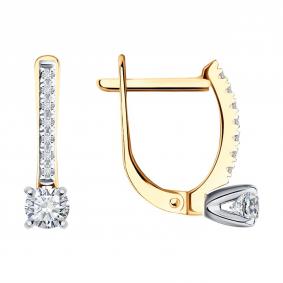 Золотые серьги SOKOLOV 1021978-5 с бриллиантом выращенным 1021978-5 фото