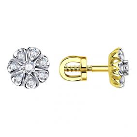 Серьги из лимонного золота Александра 1021992сл с бриллиантом 1021992сл фото