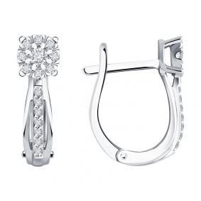Серьги из белого золота SOKOLOV 1021995-3 с бриллиантом 1021995-3 фото