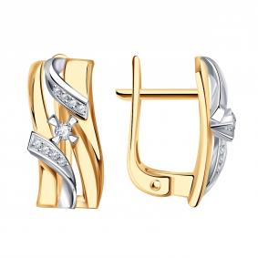 Золотые серьги Александра 1021995сбк с бриллиантом 1021995сбк фото