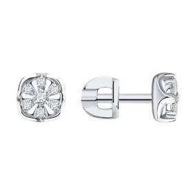 Серьги из белого золота SOKOLOV 1022039-3 с бриллиантом 1022039-3 фото