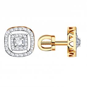 Золотые серьги Александра 1022039ск с бриллиантом 1022039ск фото