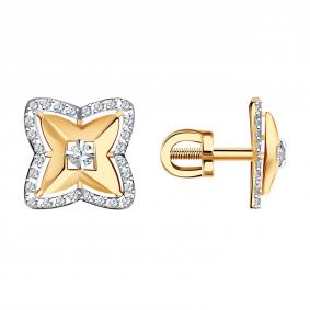 Золотые серьги Александра 1022056ск с бриллиантом 1022056ск фото