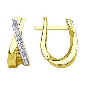 Серьги из лимонного золота SOKOLOV 1022065-2 с бриллиантом 1022065-2 фото