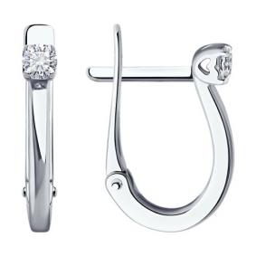 Серьги из белого золота SOKOLOV 1022070-3 с бриллиантом 1022070-3 фото