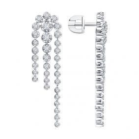 Серьги из белого золота SOKOLOV 1022084-3 с бриллиантом 1022084-3 фото