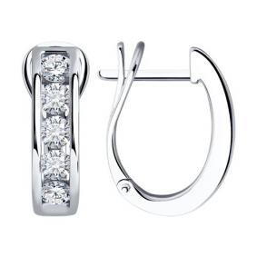 Серьги из белого золота SOKOLOV 1022094-3 с бриллиантом 1022094-3 фото