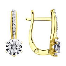 Серьги из лимонного золота SOKOLOV 1022111-2 с бриллиантом 1022111-2 фото