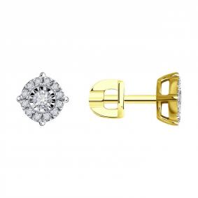 Серьги из лимонного золота SOKOLOV 1022113-2 с бриллиантом 1022113-2 фото