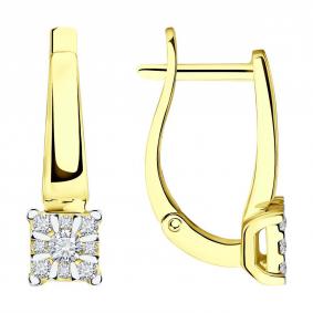 Серьги из лимонного золота SOKOLOV 1022123-2 с бриллиантом 1022123-2 фото