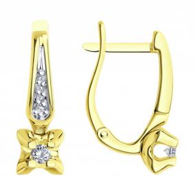 Серьги из лимонного золота SOKOLOV 1022168-2 с бриллиантом 1022168-2 фото