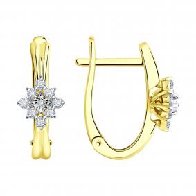 Серьги из лимонного золота SOKOLOV 1022169-2 с бриллиантом 1022169-2 фото