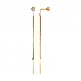 Золотые серьги SOKOLOV 1022170-5 с бриллиантом выращенным 1022170-5 фото