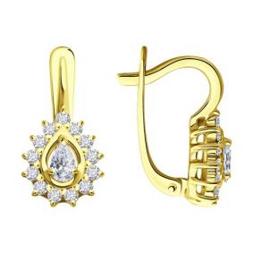 Серьги из лимонного золота SOKOLOV 1022208-2 с бриллиантом 1022208-2 фото